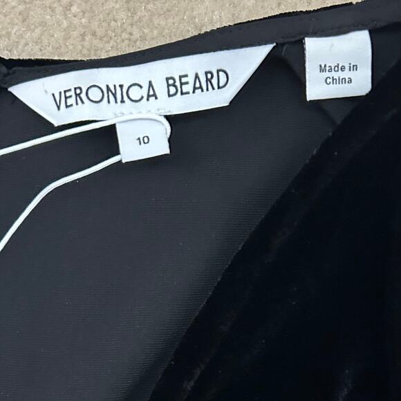 Veronica Beard Palona Top in Black Velvet Ruched V-neck Sz 10 NWT! - Picture 8 of 11